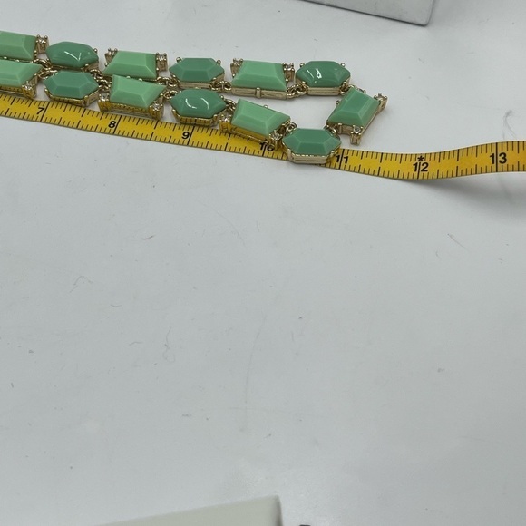 J. Crew Necklace Green Clear Rhinestone Gold Tone Statement Necklace‎ - Picture 5 of 14